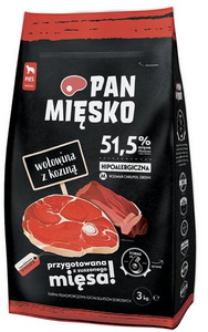 Pan Mięsko Karma sucha dla psa - wołowina i kozina chrupki M 3kg